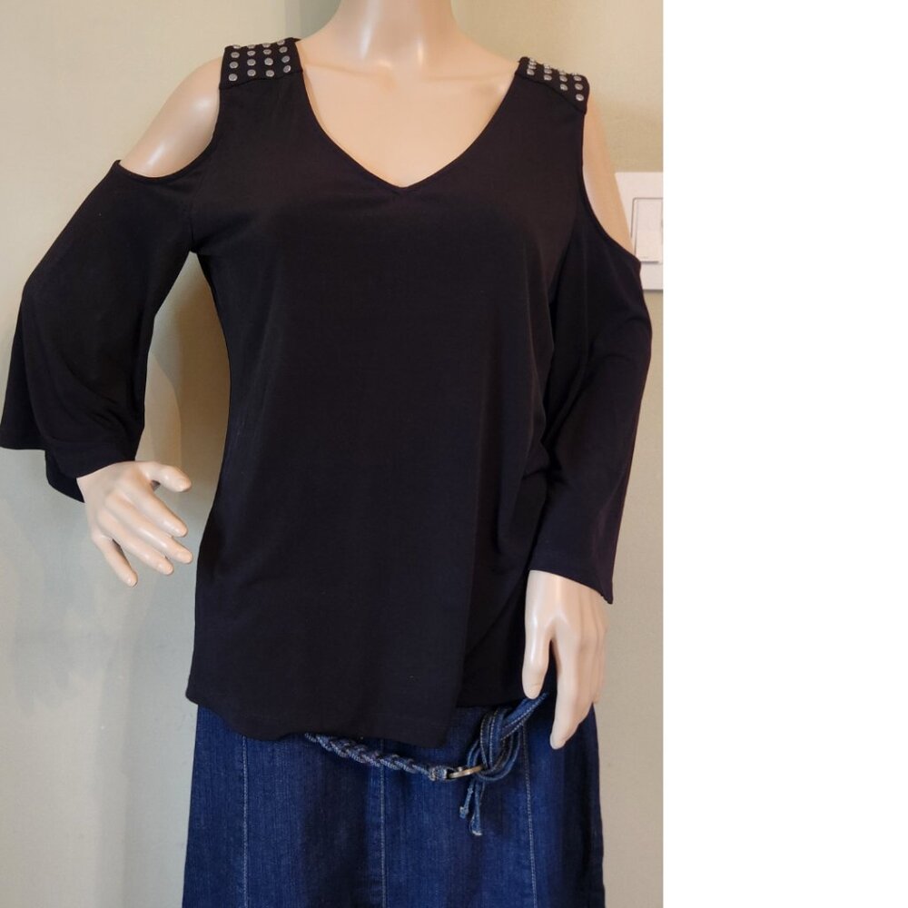 Calvin Klein Black Cold-Shoulder Top
